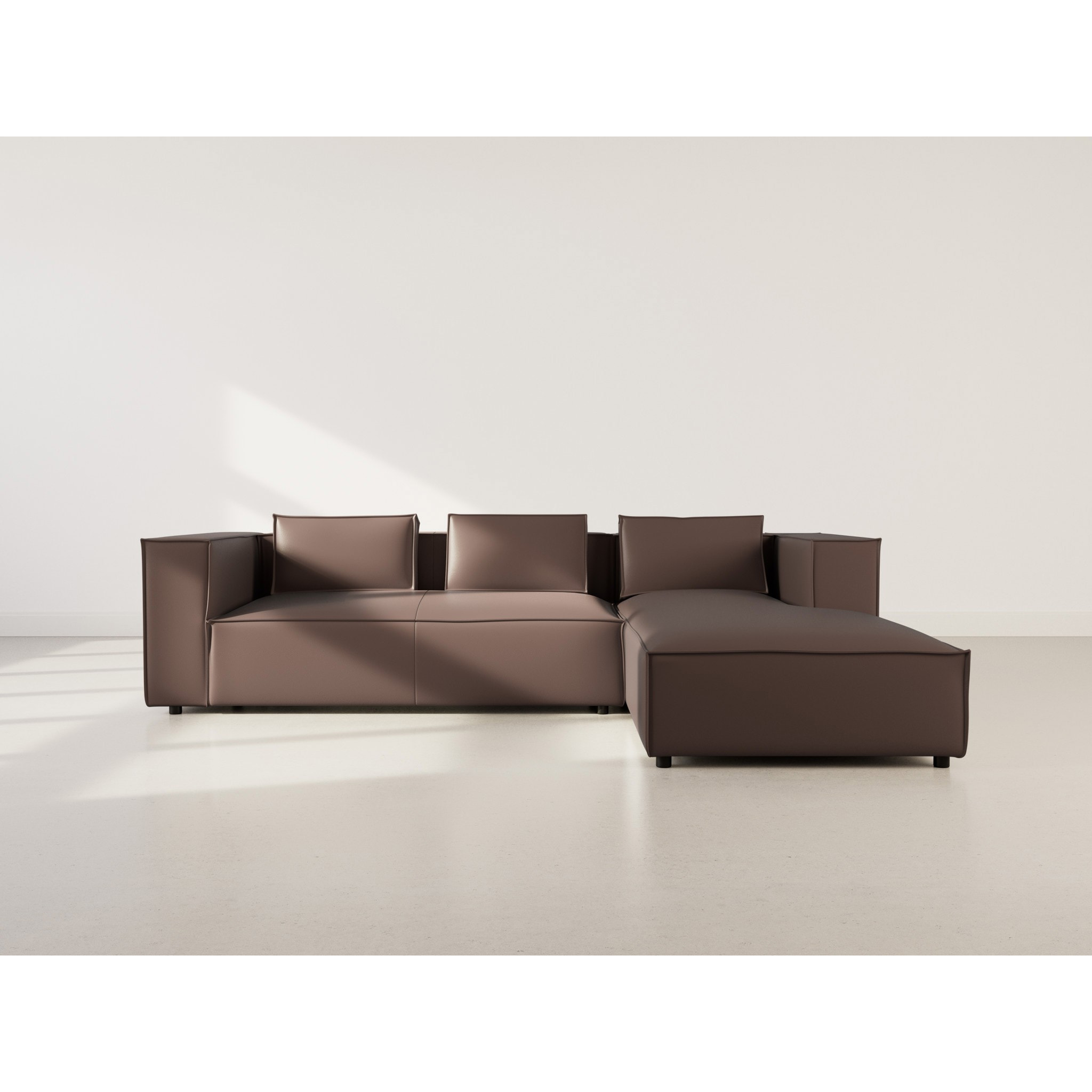 Stella - canapé d'angle droit 4 places en simili - Marron