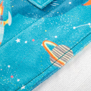 Peignoir enfant coton mélangé 340 g/m² imprimé vert Galaxies sideral