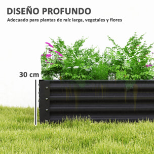 Jardinera Elevada de Acero Galvanizado Huerto Urbano para Cultivar Plantas Flores Hierba Macetero Grande Exterior Rectangular con Fondo Abierto 180x90x30 cm Gris Oscuro