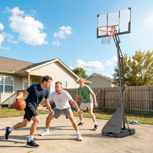 Canasta de Baloncesto Exterior, Altura Ajustable 245-305 cm, Canasta de Baloncesto Portátil con Ruedas, Base Rellenable, Tablero Irrompible y Sistema de Retorno para Adultos y Adolescentes