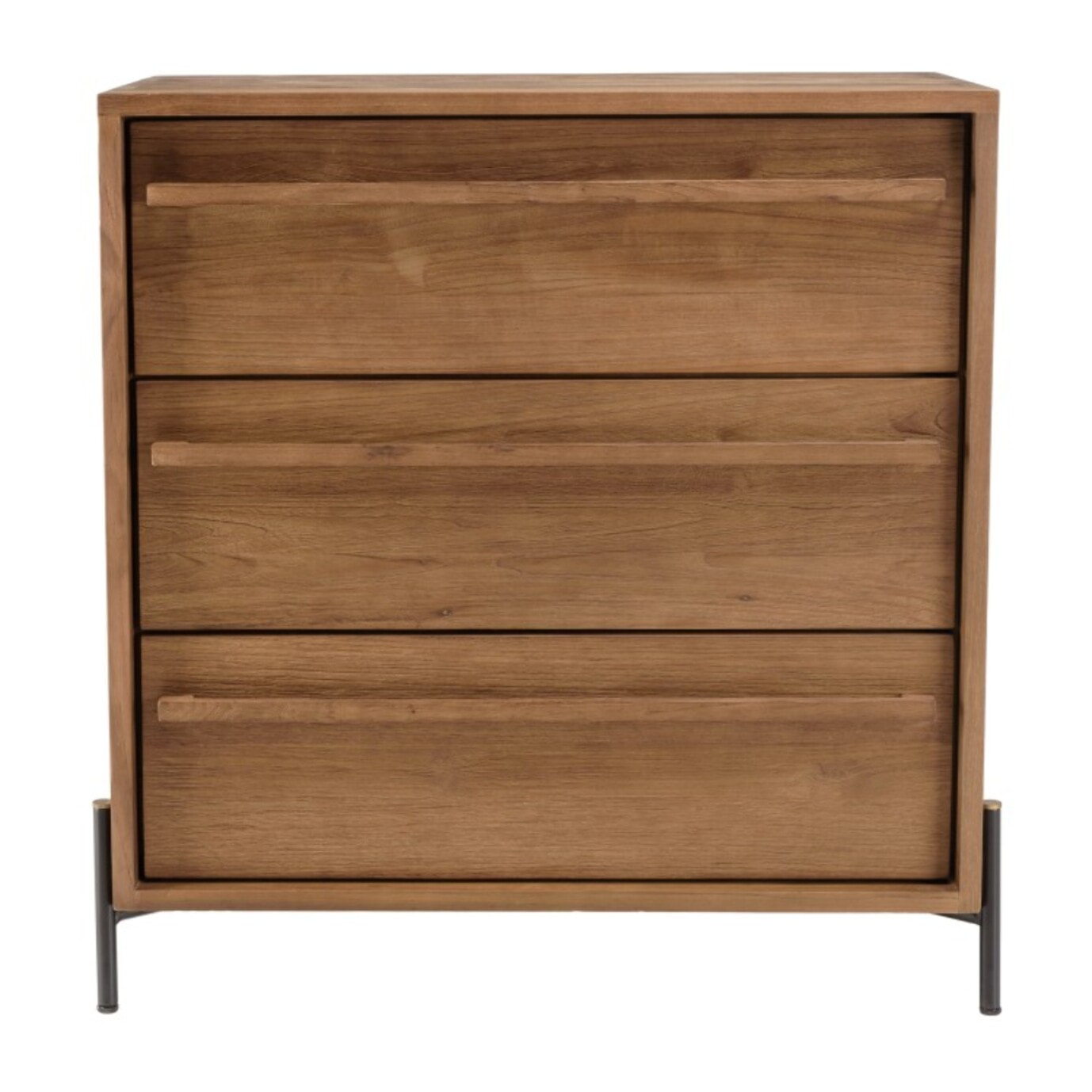 SIXTINE - Commode 3 tiroirs en bois de teck recyclé pieds en métal noir