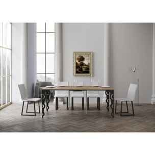 Console extensible 90x40/300 cm Karamay Evolution Chêne Nature cadre Anthracite
