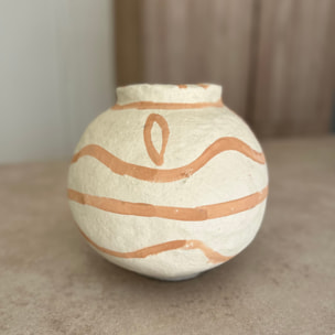 Vase boule en papier maché écru et terracotta MERZOUGA