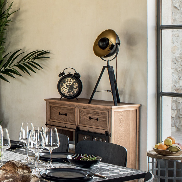 Lampe trépied "Lahti" - noir et doré - métal H71 cm