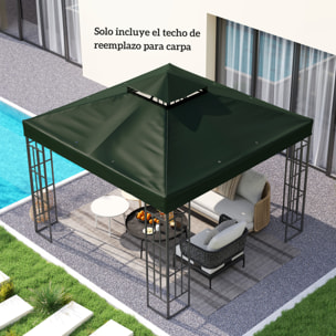 Techo de Repuesto para Cenador 3x3 m Cubierta de Repuesto 370g/ãŽ¡ con Techo Doble con Mosquitera Protección UV 30+ Toldo de Recambio para Pabellón Gazebo Verde
