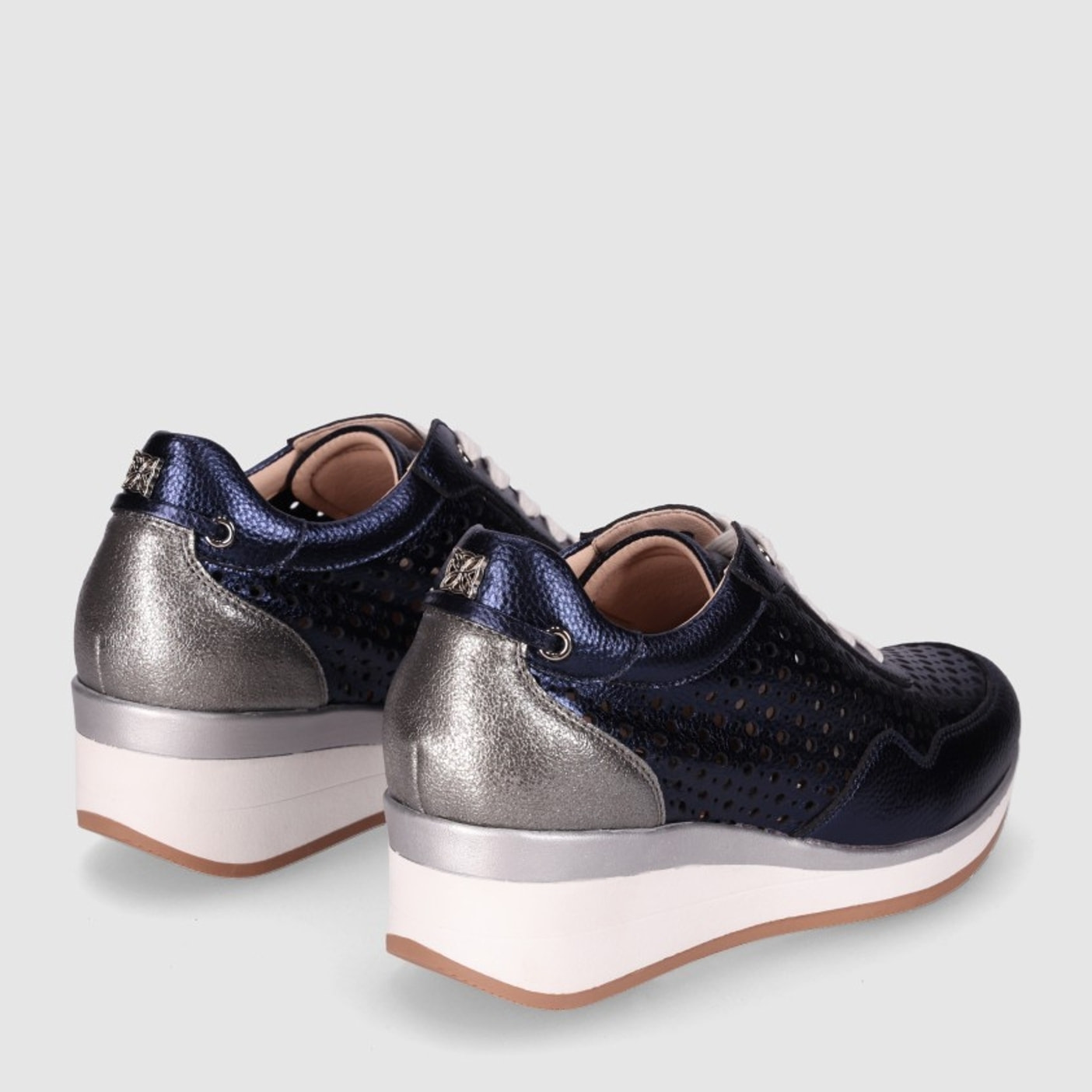 Zapatos de Piel - Marino - Tacón: 5 cm