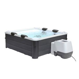 SPA rigide OSLO Plus MSPA 6 personnes gris. 4 coussins. bâche incluse. hydromassages système. 180 x 180 x 65 cm