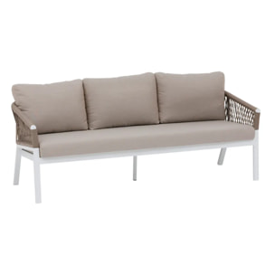 Salon de jardin "Oriengo" taupe & blanc 5 places en aluminium traité époxy