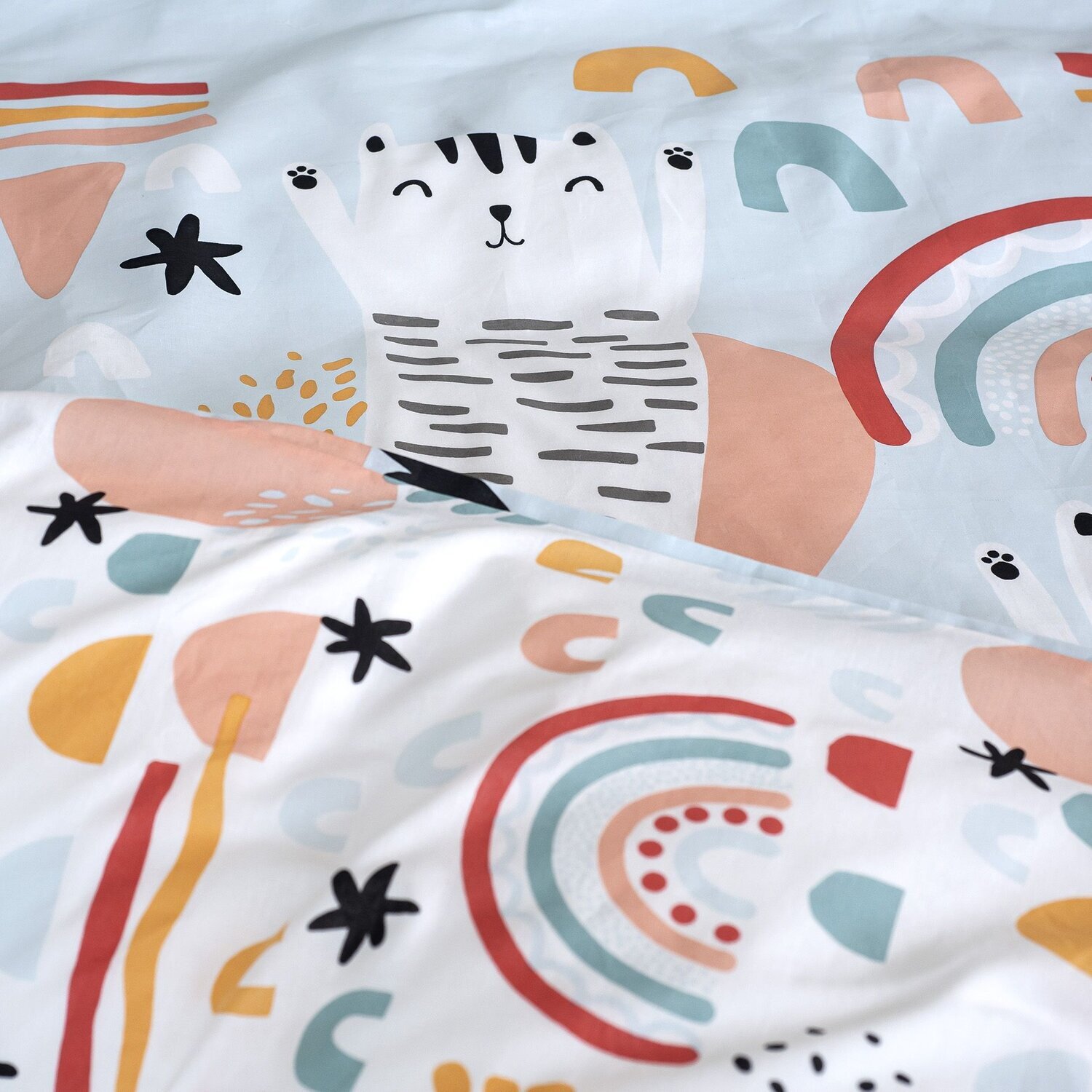 Parure de lit enfant imprimé 100% coton - catchi - bleu