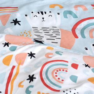 Parure de lit enfant imprimé 100% coton - catchi - bleu