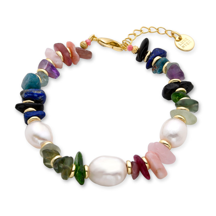 Pulsera de Multicolor Piedra Natural acabada en oro amarillo de 18K