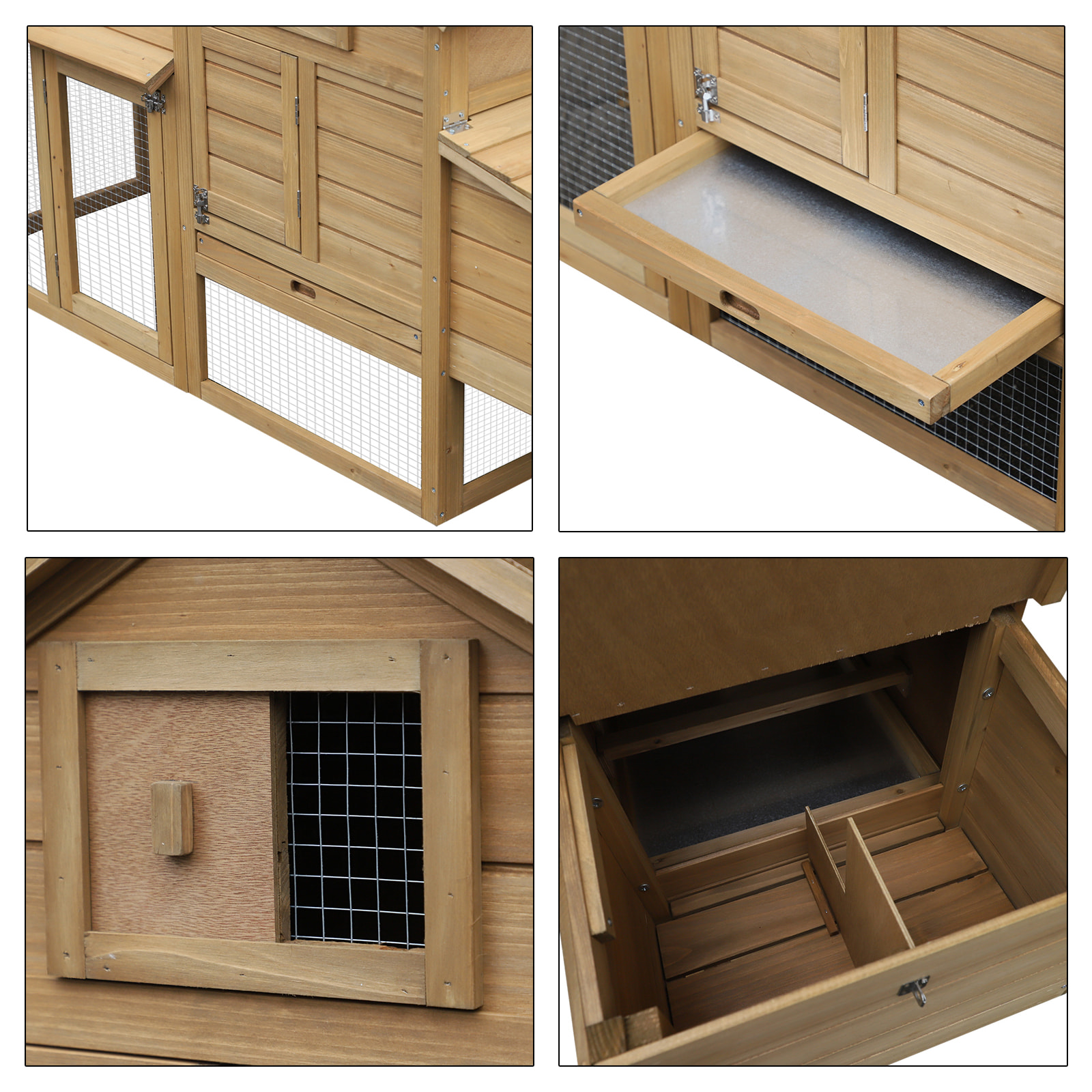 Petit poulailler cottage cage à poules sur pied dim. 151L x 54l x 87H cm multi-équipement bois massif de pin