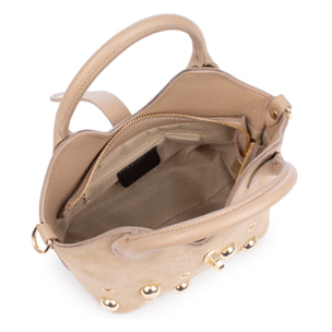 Barzanò Bolso de mano Mujer. Piel auténtica Gamuza con detalles metálicos.