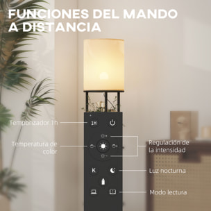 Lámpara de Pie con Estantes, Lámpara con 3 Temperaturas de Color, Control Remoto, para Salón, Dormitorio, Oficina, Negro