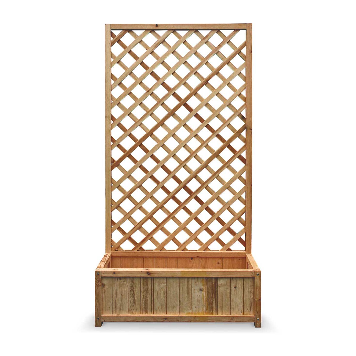 Dorothy - Fioriera in legno di cedro impregnato con spalliera H180 cm - ebony