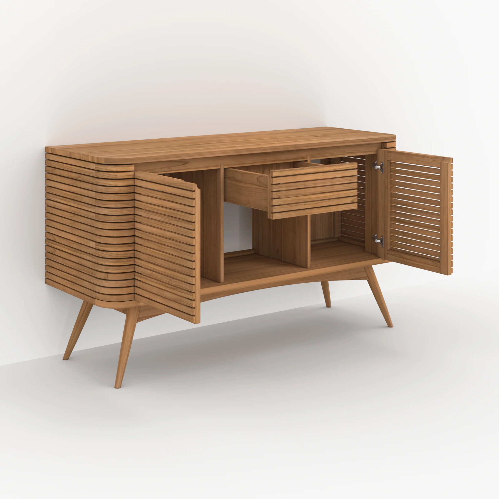 Meuble de salle de bain en bois de teck 140 cm avec une niche - Auguste