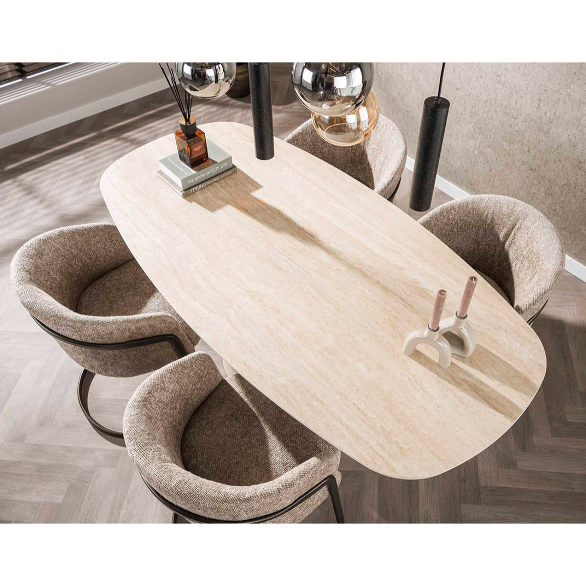 Teo - lot de 2 chaises - pieds en métal - en tissu texturé - Sable