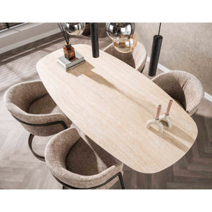 Teo - lot de 2 chaises - pieds en métal - en tissu texturé - Sable