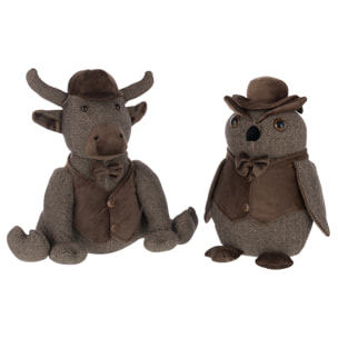 J-Line cale-porte Taureau + Chapeau - polyester - marron foncé