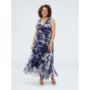 Fiorella Rubino - Vestido largo Dream plisado con estampado floral - Azul