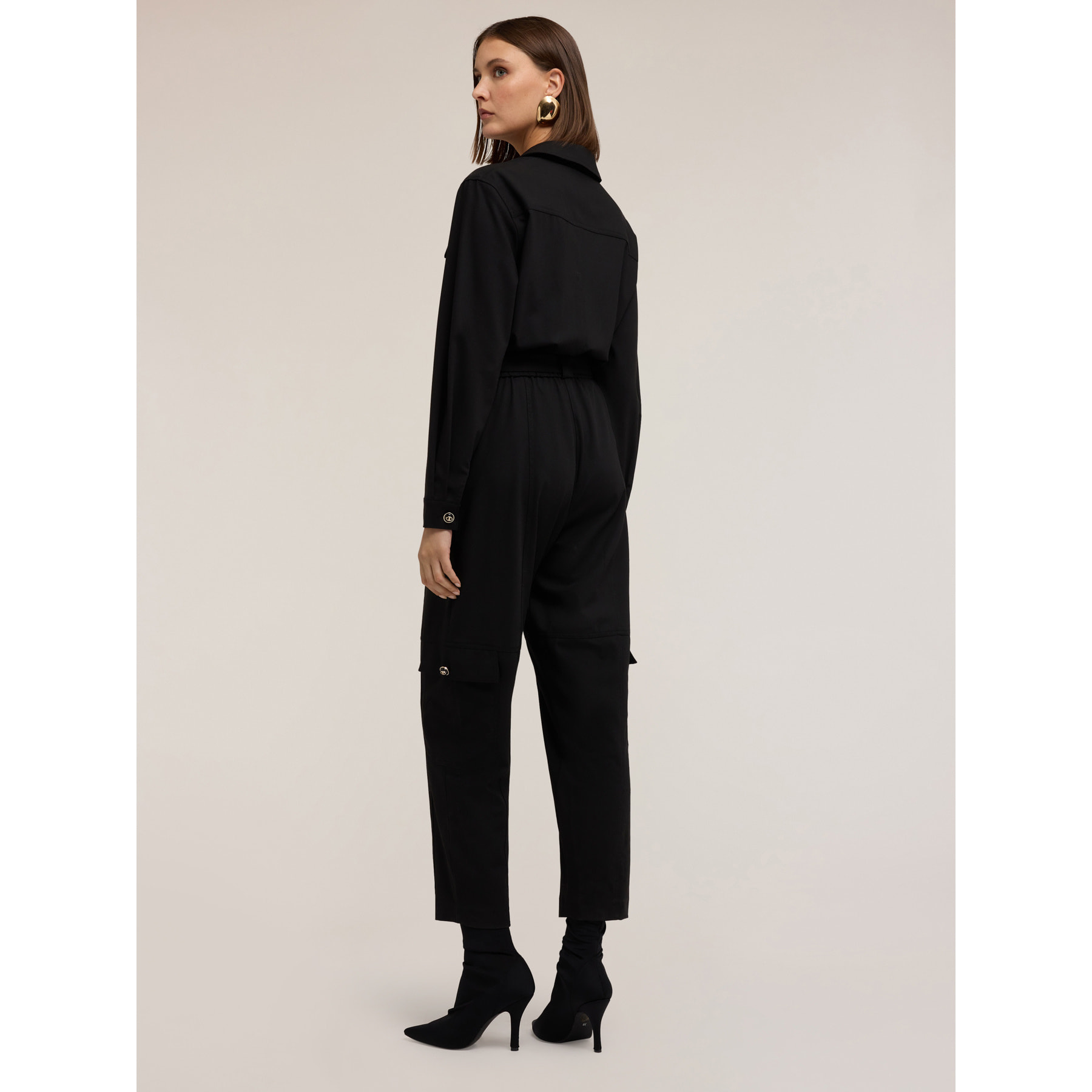 Motivi - Tuta lunga in flanella misto lana - Nero