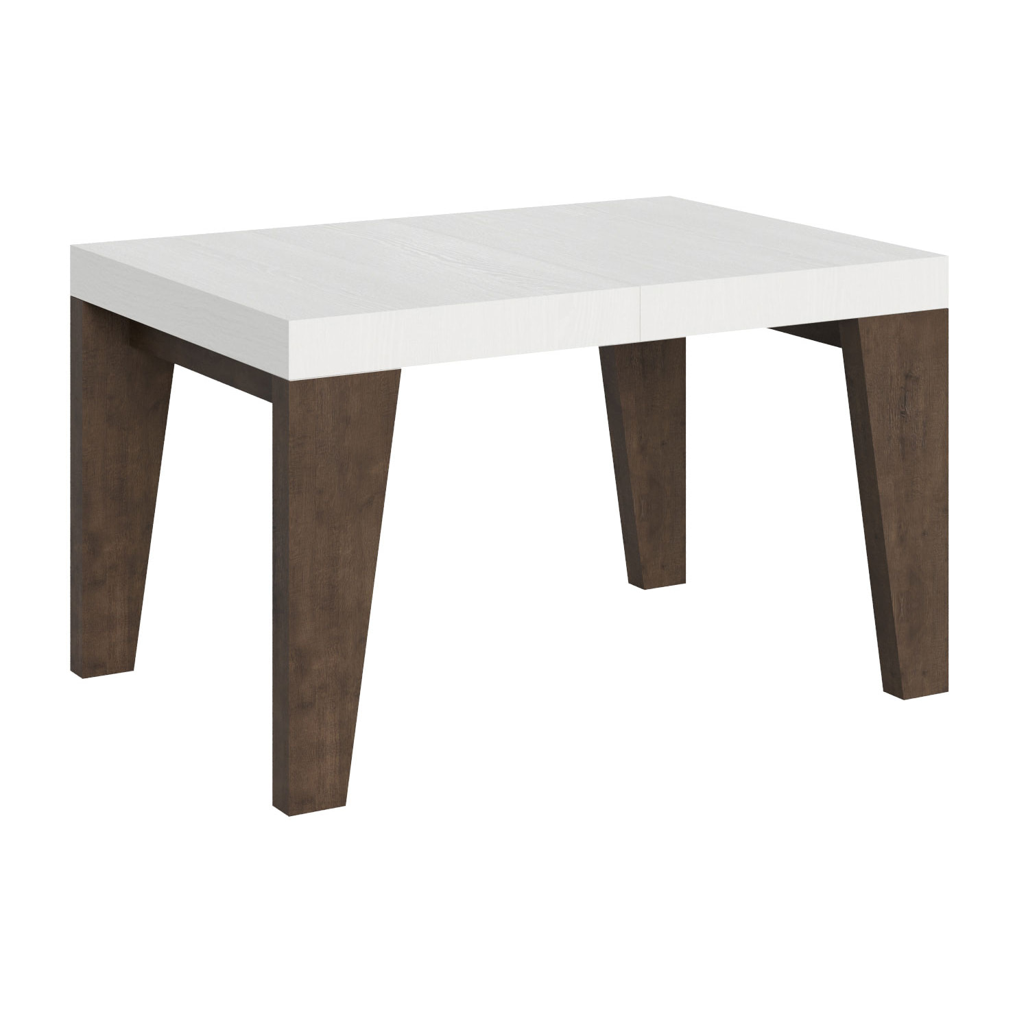 Mesa extensible 90x130/390 cm Naxy Mix tapa Fresno Blanco patas Nogal