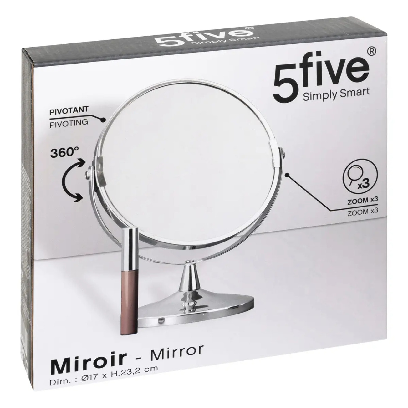 Miroir rond avec pied métal D17cm