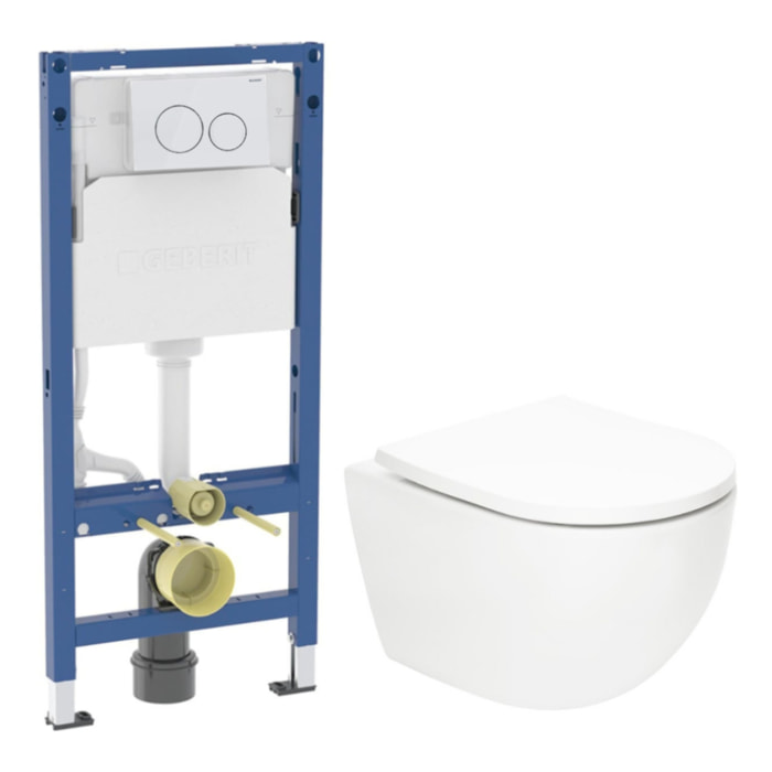 Duofix pack WC bâti-support + WC suspendu Swiss Aqua Technologies + plaque blanche (GEBSTFUWT02-FR)