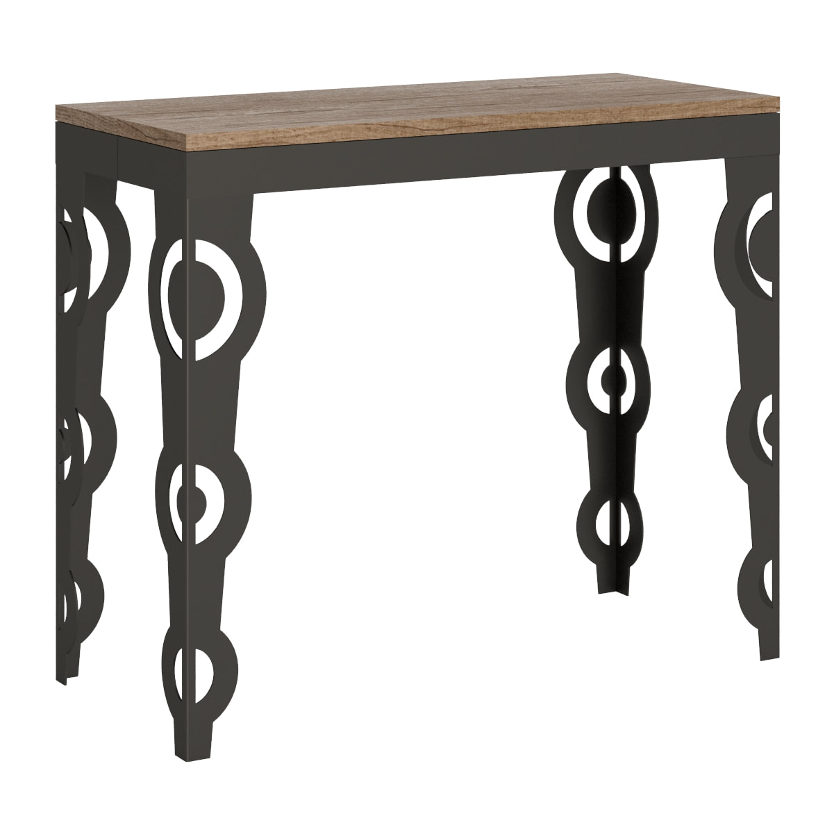 Console extensible 90x40/300 cm Karamay Evolution Chêne Nature cadre Anthracite