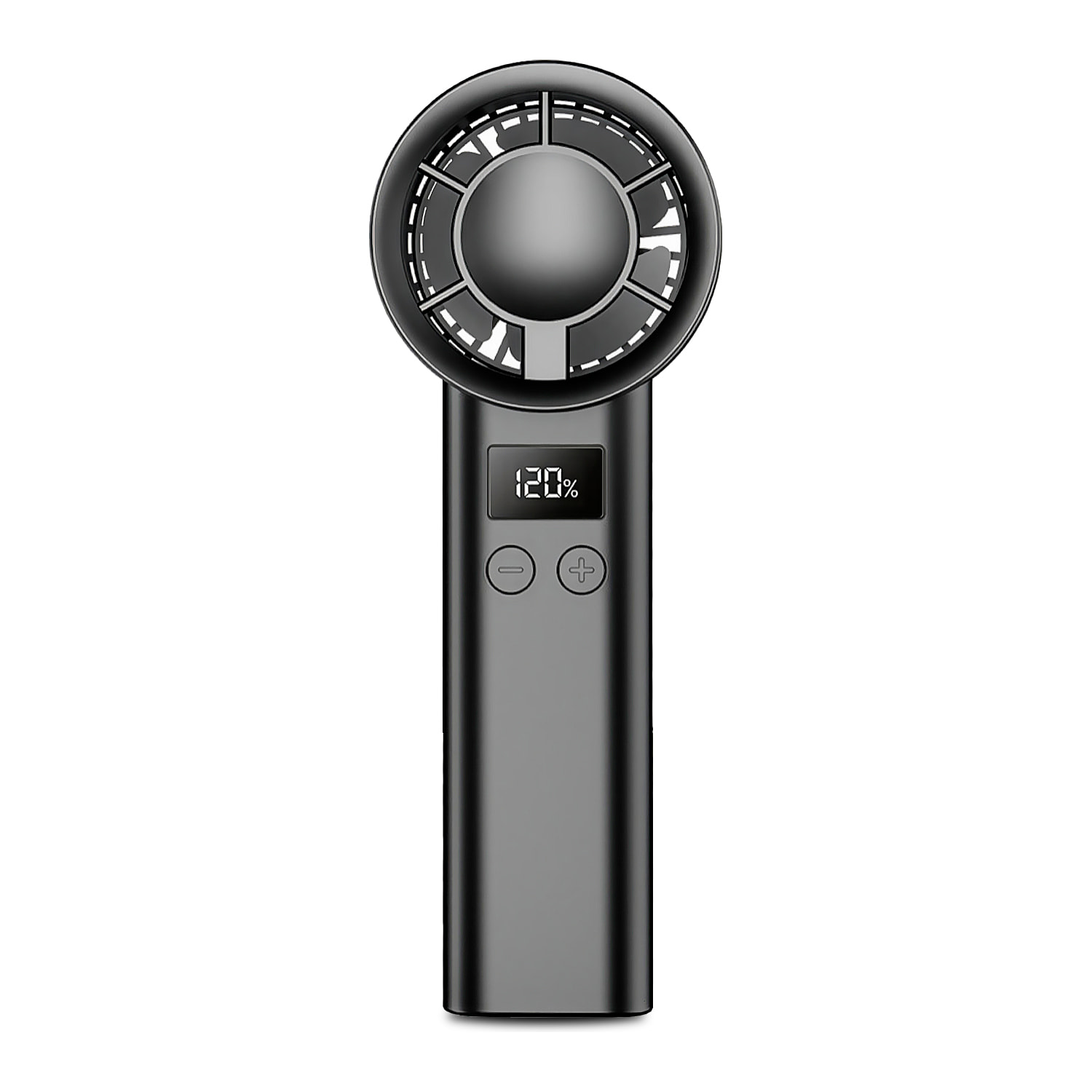 Ventilador portátil F30. Con motor sin escobillas, regulación continua de hasta 120 velocidades, pantalla digital y batería recargable.