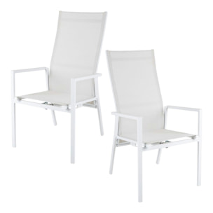 Fauteuil de jardin en aluminium avec dossier réglable blanc (lot de 2) OSLO