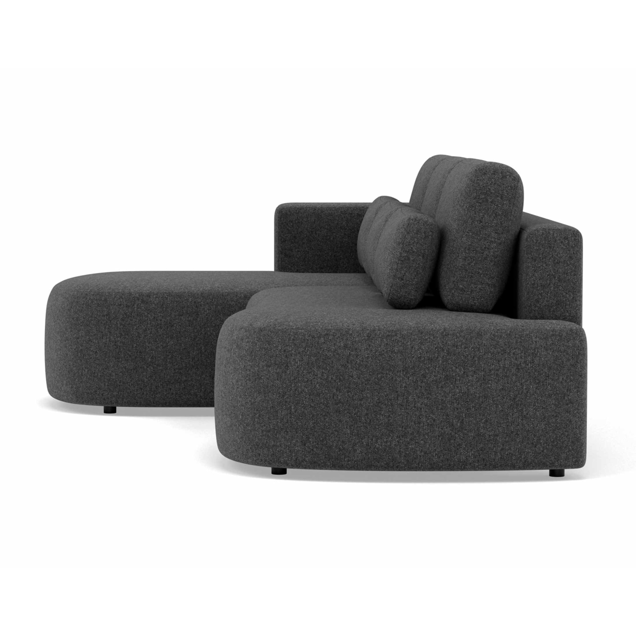 Mahina - canapé d'angle gauche 4 places convertible avec coffre en tissu texturé - Gris Anthracite