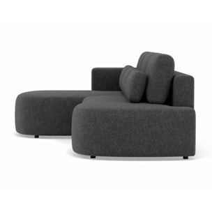 Mahina - canapé d'angle gauche 4 places convertible avec coffre en tissu texturé - Gris Anthracite