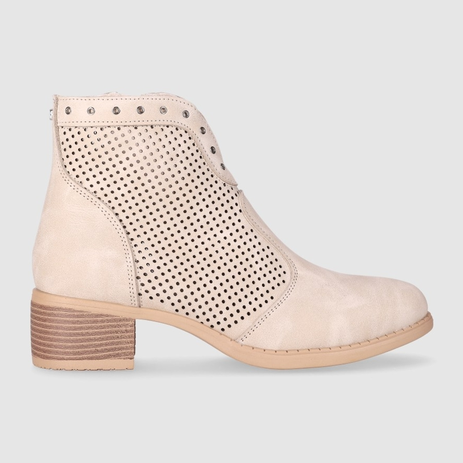 Botines de Piel Sintética - Beig - Tacón: 5 cm