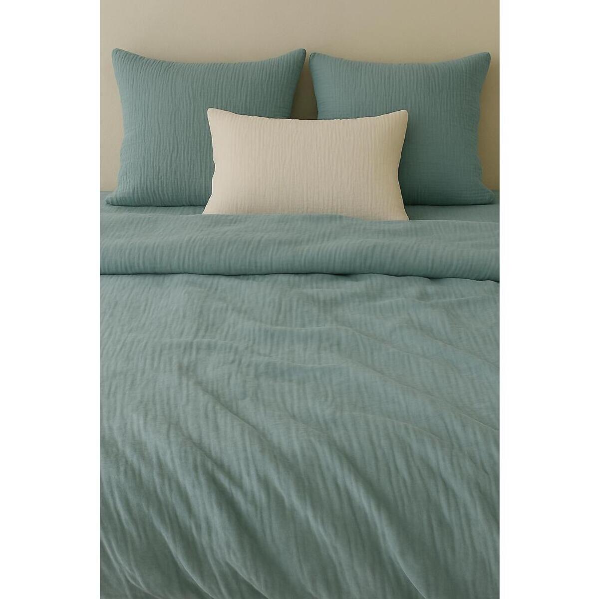 Housse de couette 100% gaze de coton lavé bleu givrée