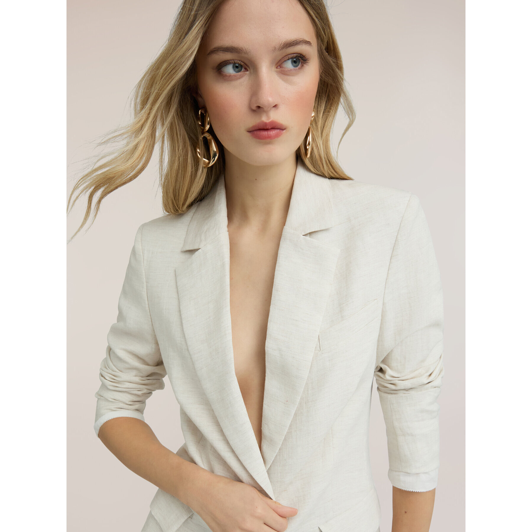 Motivi - Blazer estructurado en mezcla de lino - Blanco
