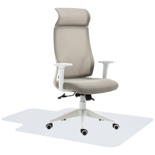 Conjunto de Oficina Incluye 1 Silla de Oficina Reclinable con Ruedas y Altura Ajustable 64x61x120,9-128,9 cm y 1 Alfombra Protectora de Suelo 90x120 cm Gris y Transparente