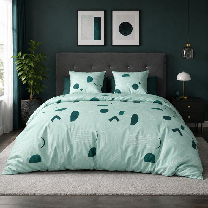 Parure housse de couette 3pcs avec taies oreiller 100%microfibre 60gsm hawak