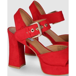 Sandalias de Tejido - Rojo - Tacón: 10 cm