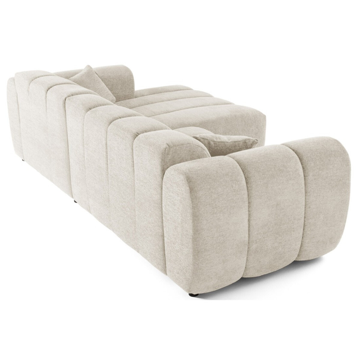 Curtis - canapé d'angle droit 4 places en tissu texturé - Beige