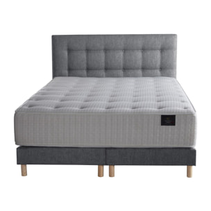 Ensemble Hélios + tête de lit capitonnée - Matelas ressorts ensachés Mémoire de forme Latex