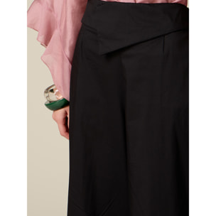 Oltre - Pantaloni wide leg con baschina in vita - Nero