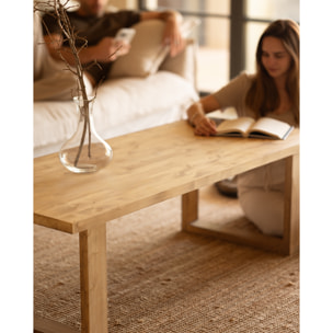 Mesa de centro de madera meciza en tono roble medio de varias medidas