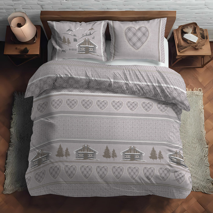 Parure copripiumino chalet beige 100% cotone