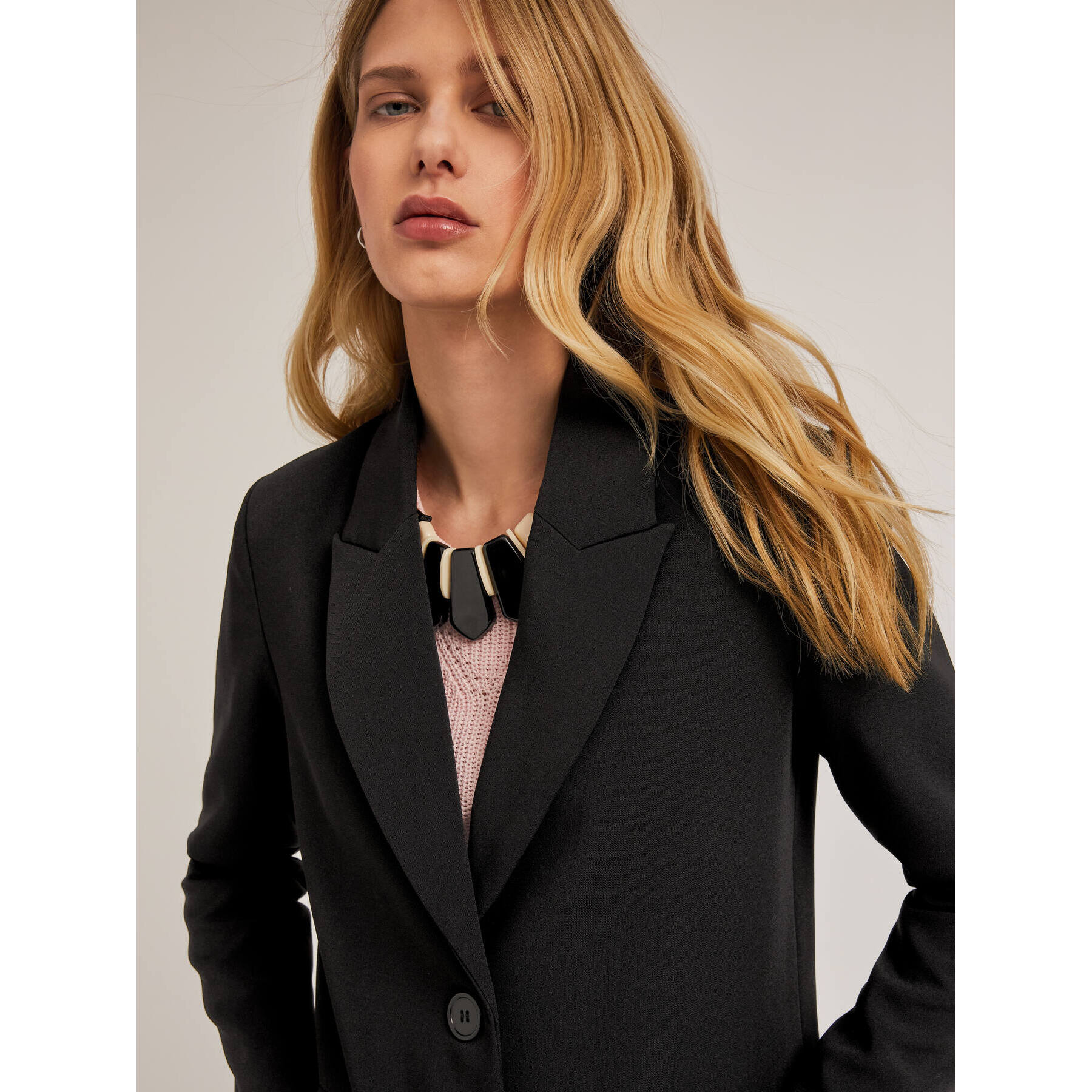 Motivi - Cappotto monopetto in tessuto crêpe - Nero