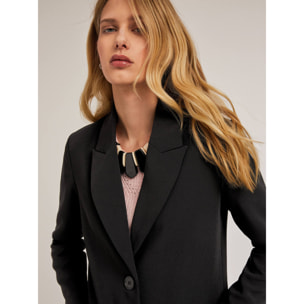 Motivi - Cappotto monopetto in tessuto crêpe - Nero