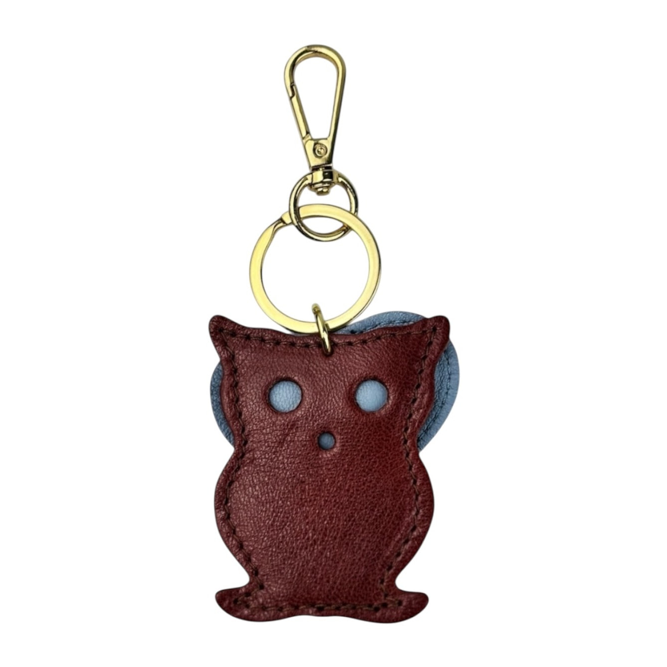 Llavero de corazón azul cielo Cheval Firenze búho burdeos