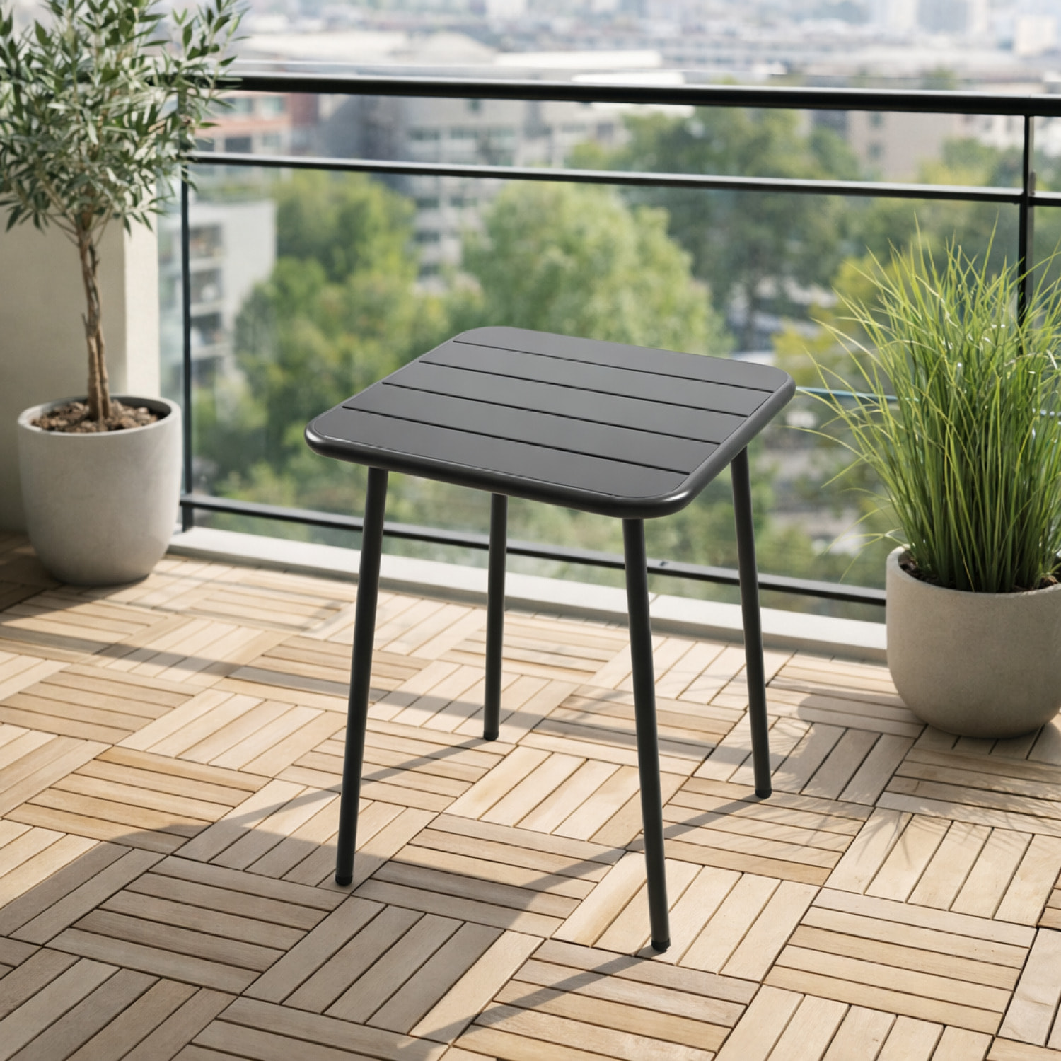 EVORA Table carrée 2 places 50x50cm gris foncé