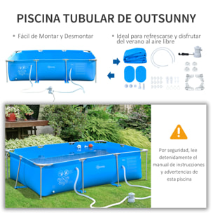 Piscina Desmontable 3600L Rectangular con Depuradora Cartucho 291x190x75 cm Azul