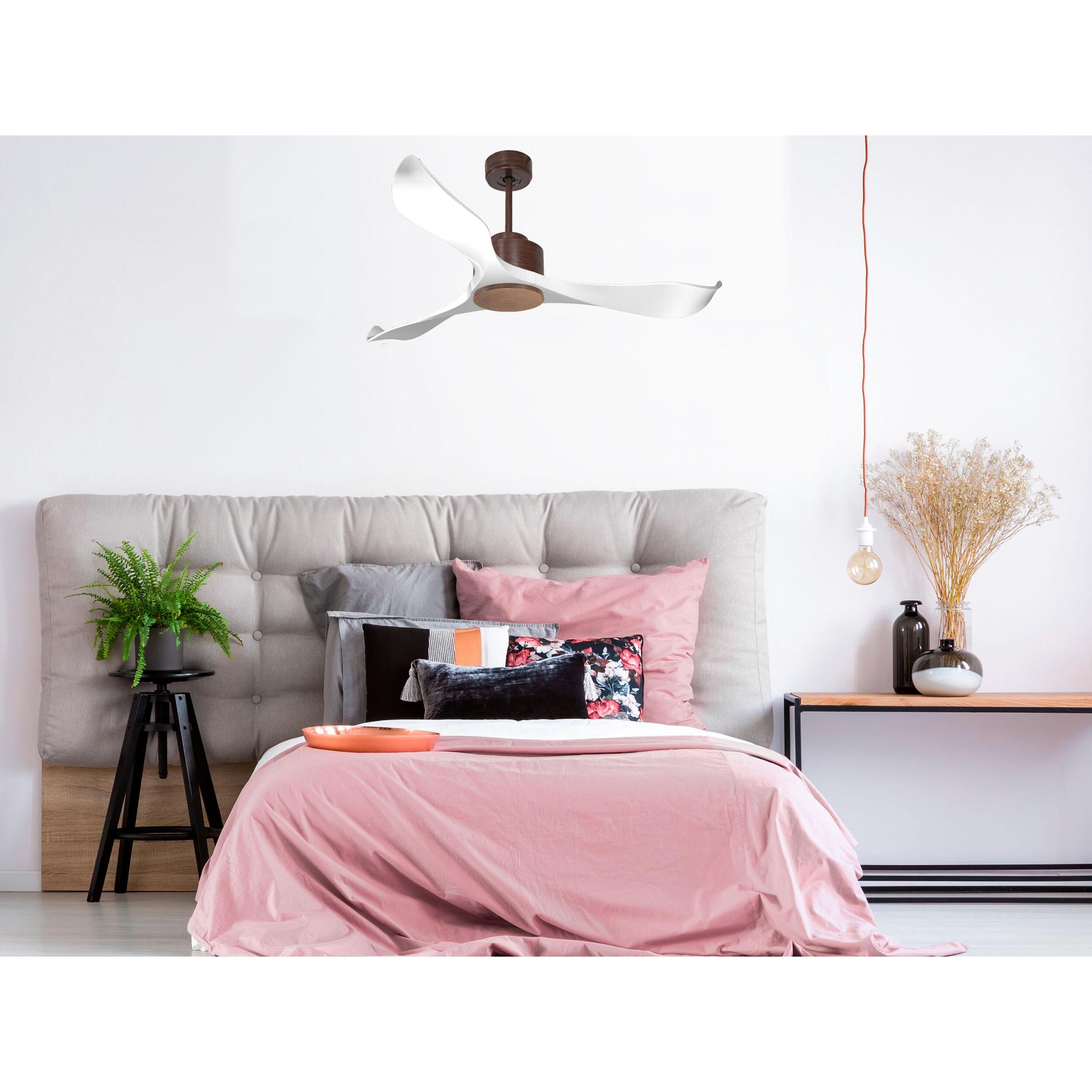 Ventilateur de plafond Wifi Moteur à courant continu Télécommande Adaptateur 2/3 Lames Hypersilence Mémoire Shopify Vendible (AUTOMATIQUE) 40   W brun